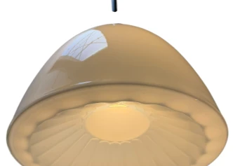 Art Nouveau Pendant Lamp with Ultra Rare Milk Glass Shade, 1900s